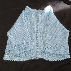 Hand Knitt baby sweater in baby blue